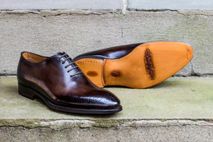 BROWN WHOLE-CUT OXFORD STYLE SHOES