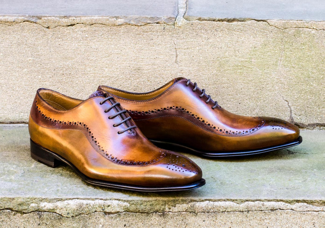 WHISKEY/OLIVE OXFORD STYLE SHOES