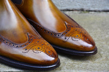 OLIVE CHELSEA WINGTIP BOOTS