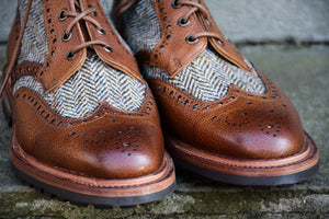 LEATHER/HARRIS TWEED COUNTRY STYLE BOOTS