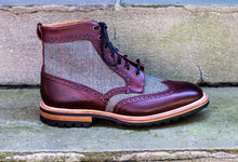LEATHER-FLANNEL COUNTRY STYLE BOOTS