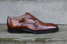 ANTIQUE WHISKEY DOUBLE MONK STRAP SHOES